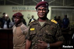 Congolese army Lieutenant Colonel Bawili stands after the judgment for the murder of 56 civilians during a demonstration, in Goma, October 2, 2023.