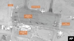 Satellite image taken June 28, 2011shows northern Sudanese planes at El Obeid airbase.