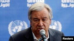 Le secrétaire général des Nations unies Antonio Guterres à Gaza, 30 août 2017.