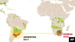 By 2030, scientists predict Durban, South Africa will have a climate very similar to that of Argentina and Uruguay. The South American countries have already adapted to growing food at higher temperatures.