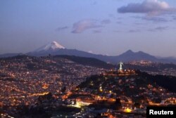 The Cotopaxi volcano is seen near Quito, Ecuador, Aug. 10, 2015.