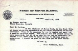 Janubiy Dakota shtatidan haykaltarosh Gutzon Borglumga yo'llangan xat, 1924-yil