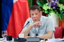 In this photo provided by the Malacanang Presidential Photographers Division, Philippine President Rodrigo Duterte talks at the Malacanang presidential palace in Manila, Philippines, Monday, Sept. 7, 2020. (Karl Norman Alonzo/Malacanang Presidential Photo