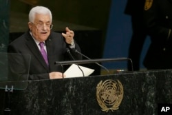 Mahmoud Abbas, President of the State of Palestine, addresses the 70th session of the United Nations General Assembly on Sept. 30, 2015 at U.N. Headquarters.