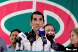 Panamanian presidential hopeful Romulo Roux of the Democratic Change (CD) takes part in a news conference in Panama City, Panama, May 6, 2019.