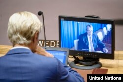 BM Uyuşturucu ve Suç Ofisi Direktörü (UNODC) Yury Fedotov, Güvenlik Konseyi toplantısına BM’nin Viyana Temsilciliği’nden video konferans aracılığıyla katıldı.