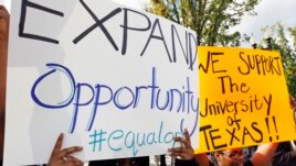 Students calling for diversity protest outside the U.S. Supreme Court in Washington October 10, 2012.