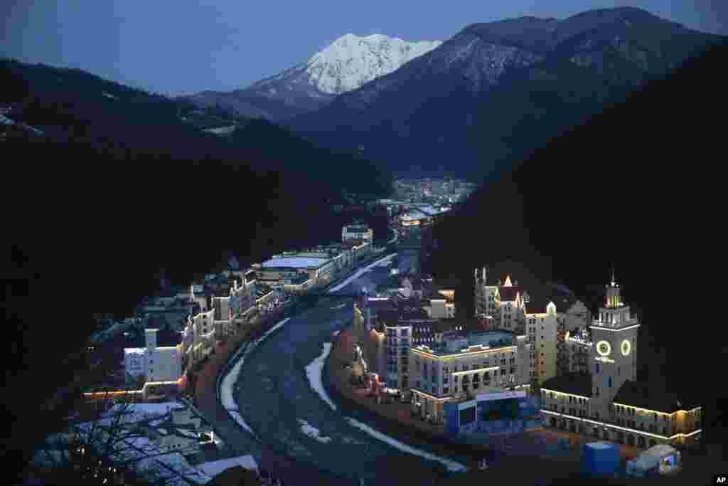 Rosa village is seen from a gondola prior to the 2014 Winter Olympics, Feb. 4, 2014.