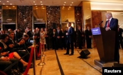 FILE - U.S. Republican presidential candidate Donald Trump holds a news conference at Trump Tower in Manhattan, New York, May 31, 2016.