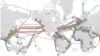 全球海底光缆示意图，图片由TeleGeography提供。