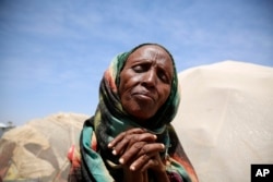 An elderly woman at the IDP camp in Baidoa, Somalia, March 7, 2017, where the drought is severe.