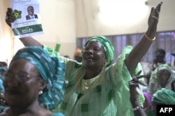 FILE - Supporters of Senegalese presidential candidate Khalifa Sall take part in a campaign meeting in Hann Bel-Air, Dakar, on February 19, 2024.