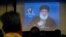 Hezbollah leader Sheik Hassan Nasrallah speaks via a video link, in Beirut, Lebanon, Oct. 12, 2018. 