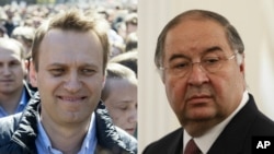 From left, Russian opposition leader Aleksei Navalny and Russian tycoon Alisher Usmanov.