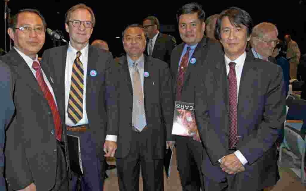 VOA’s 70th anniversary event was also the opportunity for Director David Ensor (2nd from left) to welcome Myanmar’s Minister Counsellor, Charge d’Affaires, U Soe Paing (far left) to an unprecedented meeting at VOA, along with (to the right of Dir. Ensor) 