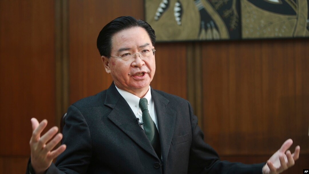 Taiwanese Foreign Minister Joseph Wu speaks during an exclusive interview with The Associated Press at his ministry in Taipei, Taiwan, Dec. 10, 2019. 