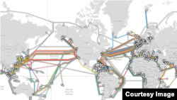 FILE—The world’s undersea cables, image courtesy of TeleGeography.