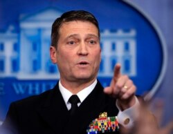 FILE - White House physician Dr. Ronny Jackson calls on a reporter during the daily press briefing at the White House, in Washington, Jan. 16, 2018.