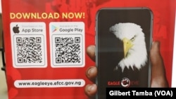 The Eagle Eye : la plate-forme mobile que vient de lancer l’EFCC pour permettre aux populations de dénoncer les cas suspects de corruption au Nigeria à Abuja le 18 Juillet 2021, (VOA/Gilbert Tamba).