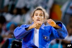 Rio Olympics Judo Women: Kosovo's Majlinda Kelmendi reacts after winning the gold medal of the women's 52-kg judo competition at the 2016 Summer Olympics in Rio de Janeiro, Brazil, Sunday, Aug. 7, 2016.