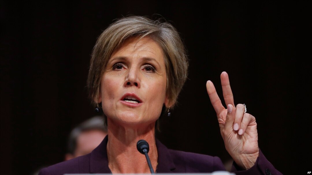 Former acting Attorney General Sally Yates testifies on Capitol Hill in Washington, May 8, 2017, before the Senate Judiciary subcommittee on Crime and Terrorism hearing: "Russian Interference in the 2016 United States Election." 