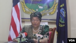 FILE - President Sirleaf of Liberia.