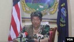 FILE - President Sirleaf of Liberia.