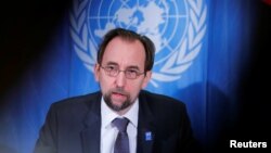 Zeid Ra'ad al-Hussein, Komisaris Tinggi untuk Hak Asasi Manusia PBB, dalam konferensi pers di Jenewa, Swiss, 9 Maret 2018. (Foto: dok).