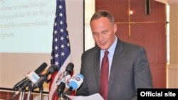 FILE - Ambassador Michael Raynor speaks at an event in Addis Ababa, Ethiopia, Dec. 10, 2018. (U.S. Embassy in Ethiopia)