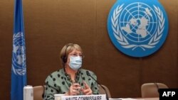 La Alta Comisionada de las Naciones Unidas para los Derechos Humanos, Michelle Bachelet, en una sesión del Consejo de Derechos Humanos, en Ginebra, el 21 de junio de 2021.