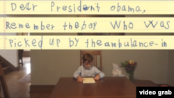 Six-year-old Alex reads his letter to President Obama (screenshot from video posted to President Obama's Facebook)