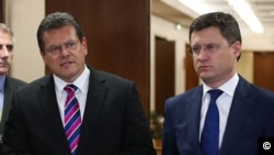 Russian Energy Minister Aleksandr Novak and European Commission's Vice President Maroš Šefčovič