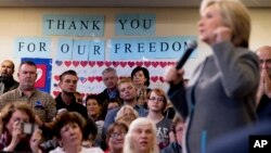 Democratic presidential candidate Hillary Clinton speaks at a rally at Abraham Lincoln High School in Council Bluffs, Iowa, Jan. 31, 2016.