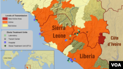 Райони поширення Еболи в Західній Африці