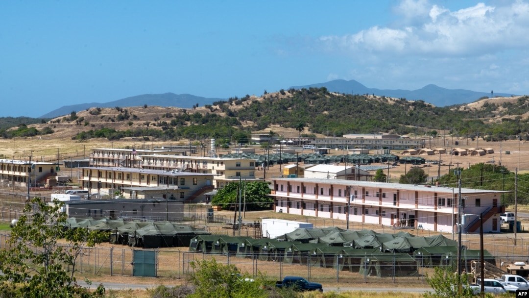 This photo from the U.S. Navy photo by AFN Guantanamo Bay Public Affairs shows tents as part of the U.S. Department of Defense and Department of Homeland Security's mission to expand the Illegal Alien Holding Operations Center at Naval Station Guantanamo Bay, Cuba, Feb. 8, 2025.