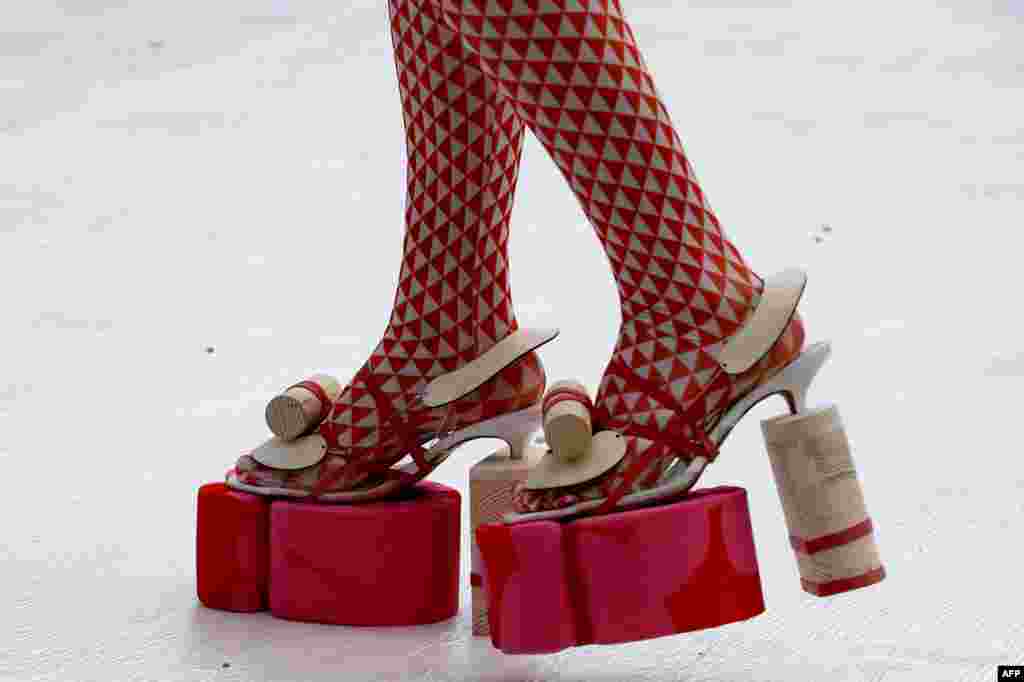 A model presents a creation for Henrik Vibskov during the Men's spring summer 2020 collection fashion show in Paris, France, June 22, 2019.