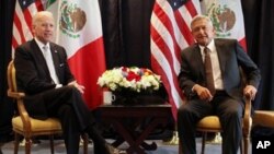 Serokê Amerîka Joe Biden û serokê Meksîko Andres Manuel Lopez Obrador (Arşîv)