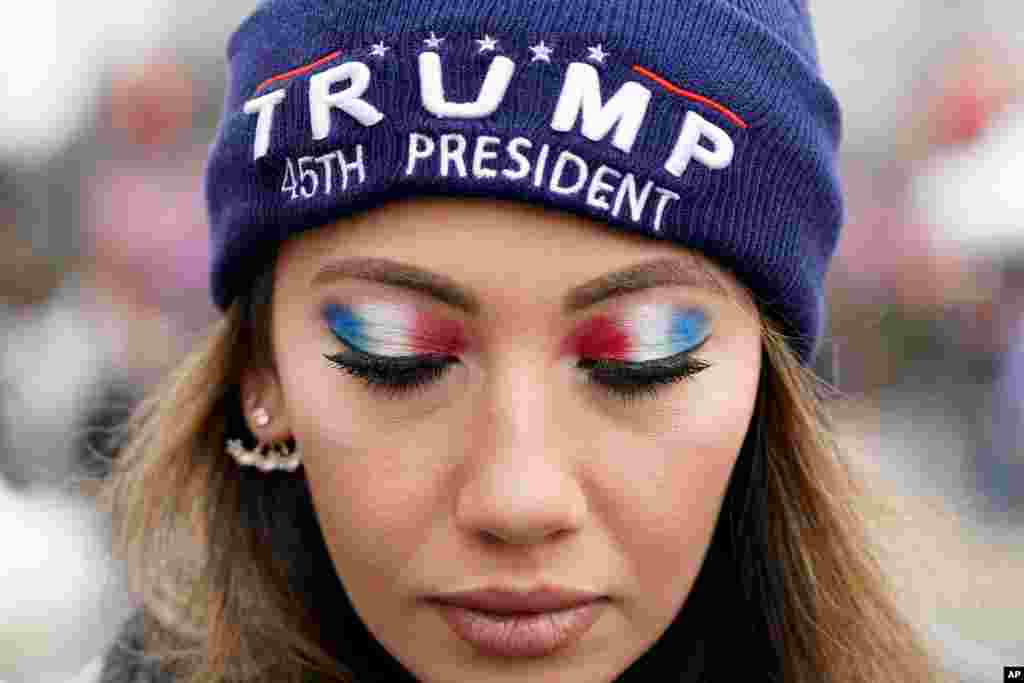 A person attends a rally at Freedom Plaza Jan. 5, 2021, in Washington, in support of President Donald Trump. 