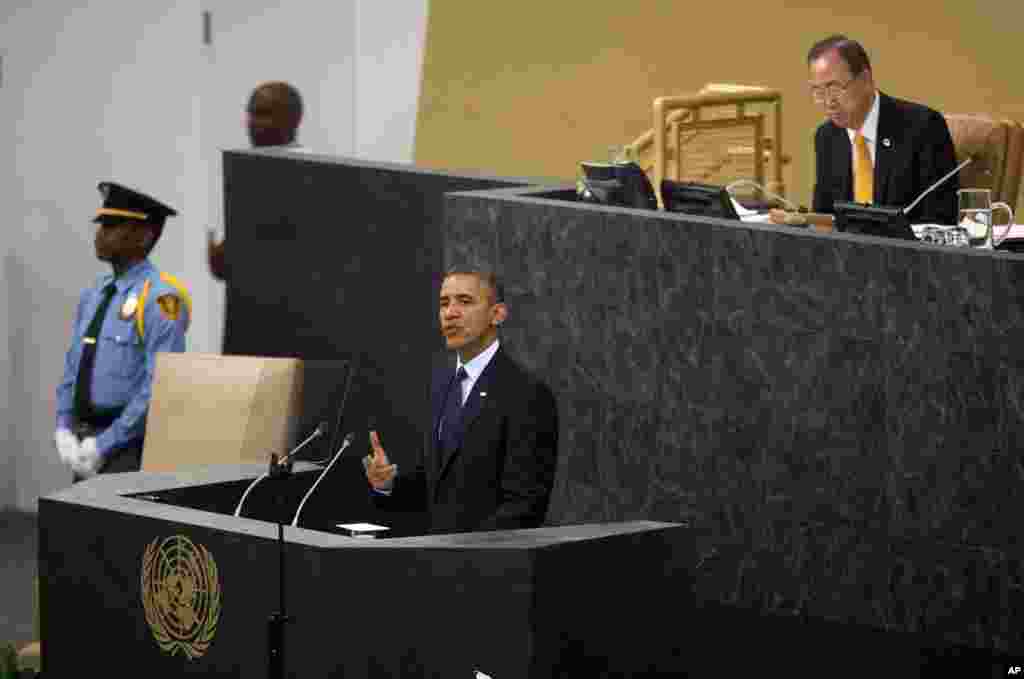 Obama durante su esperado discurso frente a la Asamblea General de la ONU, el martes 24 de septiembre.