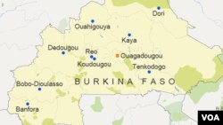 Une carte du Burkina Faso, avec la ville de Reo, 130km à l'ouest d'Ouagadougou, la capitale burkinabè.