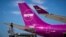 FILE - A picture taken on August 6, 2018 shows a Wow plane on the tarmac of Roissy-Charles de Gaulle Airport, north of Paris. 