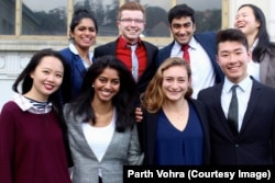 Parth Vohra with fellow members of fraternity executive committee, Delta Phi Epsilon, spring 2017, at the University of California-Berkeley.