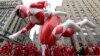 A Power Ranger balloon cruises along Central Park West during the Macy's Thanksgiving Day Parade, Thursday, Nov. 27, 2014, in New York. (AP Photo/Julio Cortez)