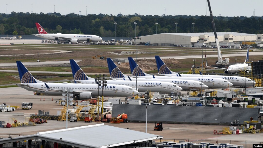 United Airlines planes, including a Boeing 737 MAX 9 model, are pictured at George Bush Intercontinental Airport in Houston, Texas, March 18, 2019. 