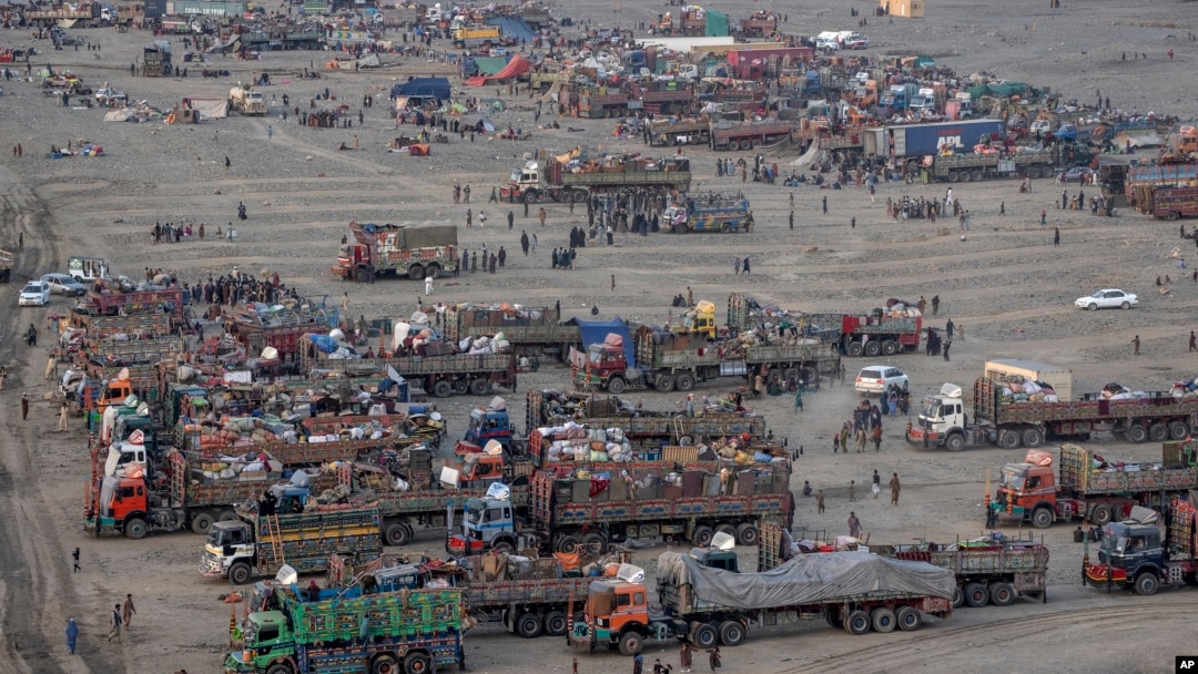 FILE - Afghan refugees settle in a camp near the Pakistan-Afghanistan border, in Torkham, Afghanistan, on Nov. 3, 2023. Pakistan’s top court in the capital, Islamabad, began hearing Friday, Dec. 1, a petition seeking to halt the deportation of Afghan refugees.