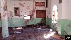 The inside of a Sunni mosque after a suicide bomber struck during Friday prayers in the village of Umm al-Adham in Diyala province, Iraq, Sept. 13, 2013.