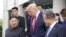 U.S. President Donald Trump, North Korean leader Kim Jong Un and South Korean President Moon Jae-in leave after a meeting at the demilitarized zone separating the two Koreas, in Panmunjom, South Korea, June 30, 2019. 