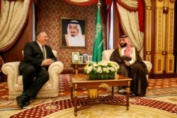 U.S. Secretary of State Mike Pompeo meets with Saudi Arabia's Crown Prince Mohammed bin Salman at Al Salam Palace in Jeddah, June 24, 2019.