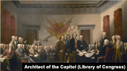 Lukisan Penandatanganan Deklarasi Kemerdekaan karya John Trumbull yang dipajang di gedung Capitol, Washington DC.