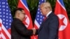 FILE - U.S. President Donald Trump shakes hands with North Korea leader Kim Jong Un at the Capella resort on Sentosa Island in Singapore, June 12, 2018.